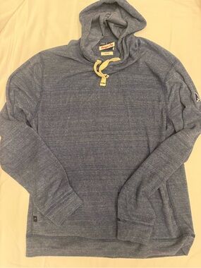 johnnie-O Blue Heather Pullover Hoodie with Cream Drawcords